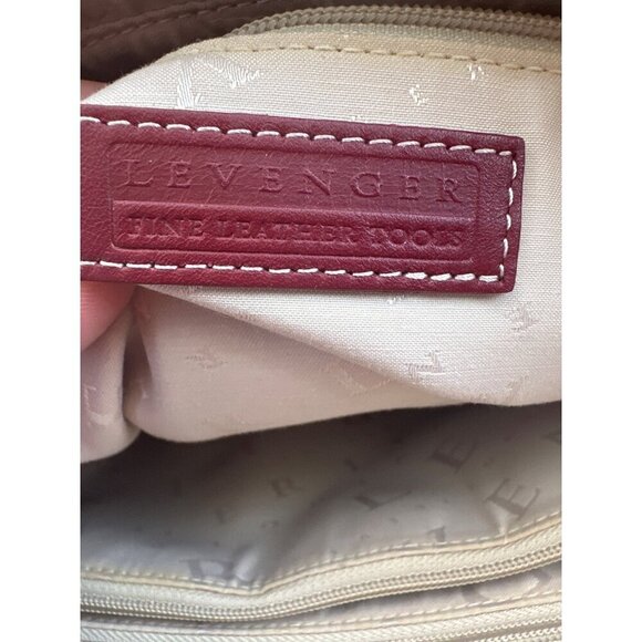 Levenger Fine Leather Tote Bag Red Handbag With Top Zipper Interior Pockets - Picture 5 of 6